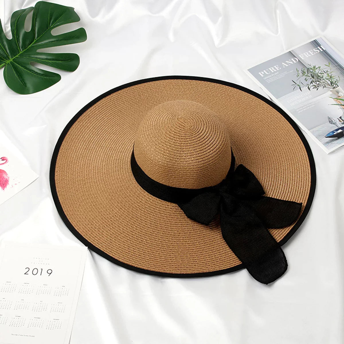 Women Wide Brim Hat Beach Cap Sun Straw Hat Floppy Foldable Hat for Outdoor Travel